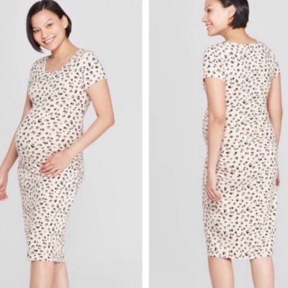 Isabel Maternity | Short Sleeve Body Con Leopard Print Dress - Picture 10 of 10